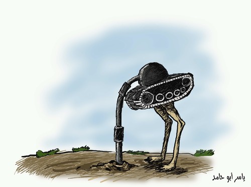 Cartoon: scared (medium) by yaserabohamed tagged tank