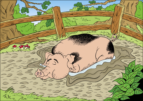 Cartoon: Happy Pig (medium) by VoBo tagged happy,pig,mud,farm,farming,schwein,bauernhof,glück,tier,tiere,illustration,schwein,schweine,sau,dreck,schlafen,bauernhof,glück