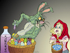 Cartoon: Bad bad Easter bunny (small) by VoBo tagged easter,bunny,eggs,girl,cartoon,comic,ostern,eier