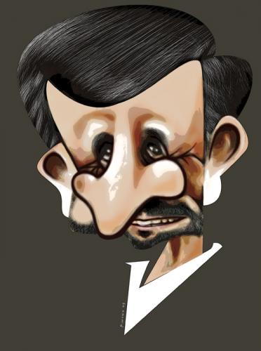 Cartoon: Mahmoud Ahmadinejad (medium) by pincho tagged mahmoud,ahmadinejad,iran,gobierno,islam,bomba,atomica