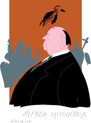 Cartoon: A Hitchcock (medium) by gungor tagged alfred,hitchcock,alfred,hitchcock