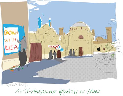 Cartoon: Anti American grafitti (medium) by gungor tagged iran,iran