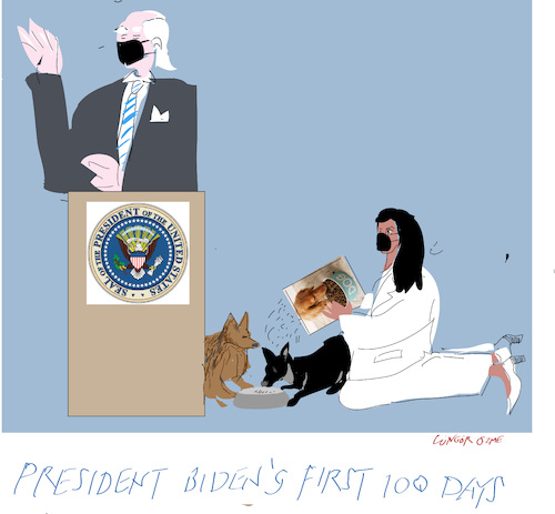 Cartoon: Biden s 100 days (medium) by gungor tagged joe,biden,in,office,joe,biden,in,office