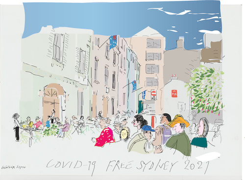 Cartoon: Covid 19 free Sydney (medium) by gungor tagged pandemic,pandemic