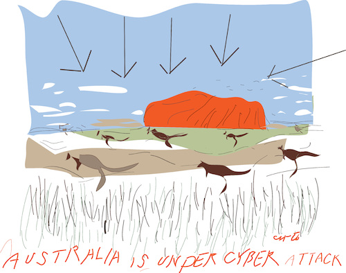 Cartoon: Cyber Attack (medium) by gungor tagged australia,australia