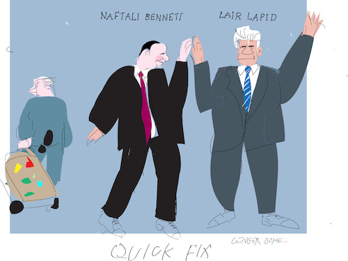 Cartoon: Downfall of B.Netanyahu (medium) by gungor tagged israeli,new,government,israeli,new,government