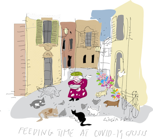 Cartoon: Feeding Time at Corona (medium) by gungor tagged pandemic,pandemic