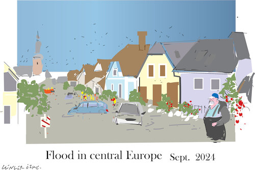 Cartoon: Floods hit central Europe (medium) by gungor tagged flood,in,central,europe,2024,flood,in,central,europe,2024