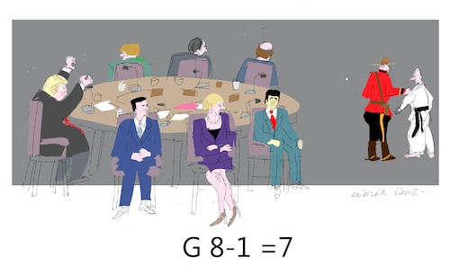 Cartoon: G 7 2018 (medium) by gungor tagged canada,canada,g7,summit,russia,is,out