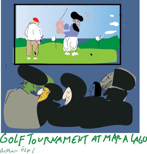 Cartoon: Golfing at Mar a lago (medium) by gungor tagged golfing,at,mar,lago,golfing,at,mar,lago