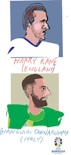 Cartoon: Harry Kane and G. Donnarumma (medium) by gungor tagged two,players,from,euro,cup,2024,two,players,from,euro,cup,2024