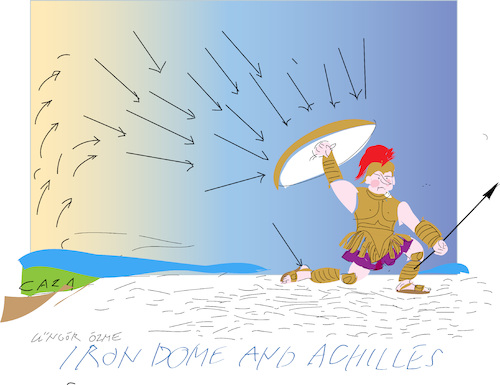 Cartoon: Iron Dome Achilles (medium) by gungor tagged israeli,and,palestinian,conflict,2021,israeli,and,palestinian,conflict,2021