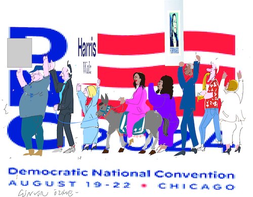 Cartoon: Joy of Democrats (medium) by gungor tagged national,democratic,convention,national,democratic,convention