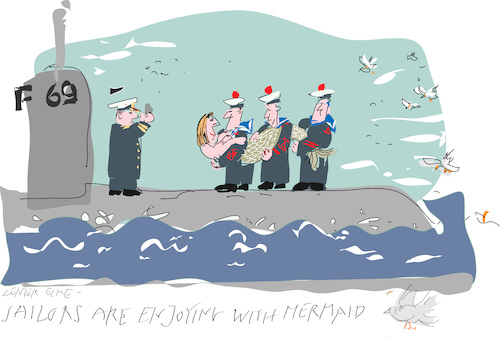 Cartoon: Mermaid and Sailors (medium) by gungor tagged sea,sea