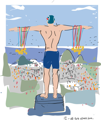 Cartoon: Michael Phelps (medium) by gungor tagged usa
