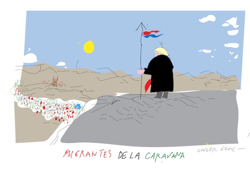 Cartoon: Migrant Caravan (medium) by gungor tagged usa,usa,trump,migranten,mexico,amerika,grenze,karawane