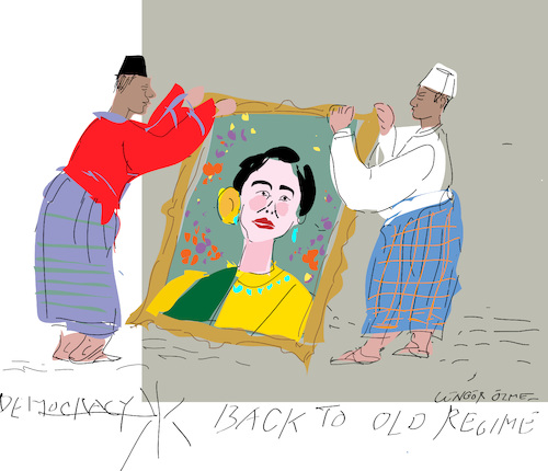 Cartoon: Myanmar Coup (medium) by gungor tagged myanmar,myanmar