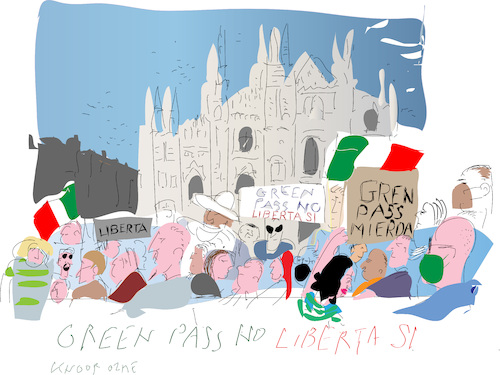 Cartoon: No Jab No Job (medium) by gungor tagged italians,protests,against,green,pass,no,italians,protests,against,green,pass
