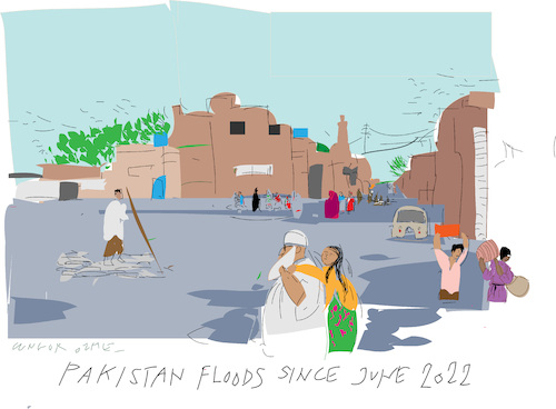 Cartoon: Pakistan flood 2022 (medium) by gungor tagged pakistan,floods,2022,pakistan,floods,2022
