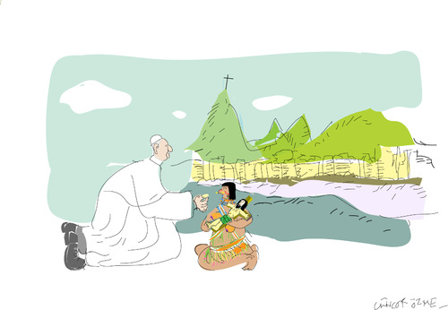 Cartoon: Papa  Francis  In Brazil (medium) by gungor tagged brazil