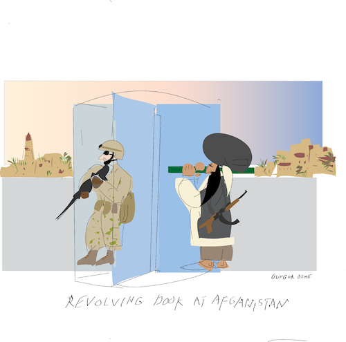 Cartoon: Revolving Door (medium) by gungor tagged us,soldiers,in,afganistan,us,soldiers,in,afganistan