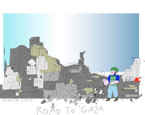 Cartoon: Road to Gaza (medium) by gungor tagged back,to,north,gaza,back,to,north,gaza