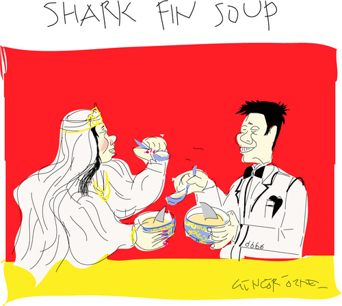 Cartoon: Shark Fin Soup (medium) by gungor tagged life,marin