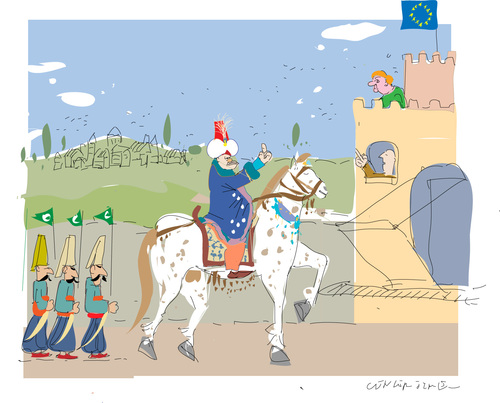 Cartoon: Sultan versus EU (medium) by gungor tagged turkey