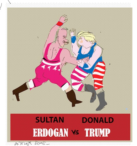 Cartoon: Sultan versus Trump (medium) by gungor tagged turkey,turkey,türkei,usa,trump,erdogan