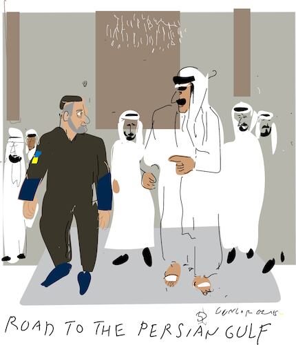 Cartoon: Tour de Persian Gulf (medium) by gungor tagged zlenskyy,toured,gulf,region,zlenskyy,toured,gulf,region