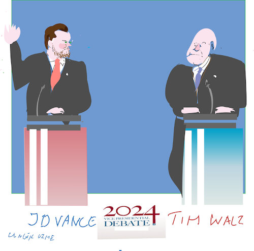 Cartoon: US VP debate  2024 (medium) by gungor tagged presidential,debate,2024,presidential,debate,2024