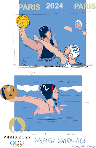 Cartoon: Women water polo at PO 2024 (medium) by gungor tagged sketches,women,water,polo,at,po,2024,sketches,women,water,polo,at,po,2024