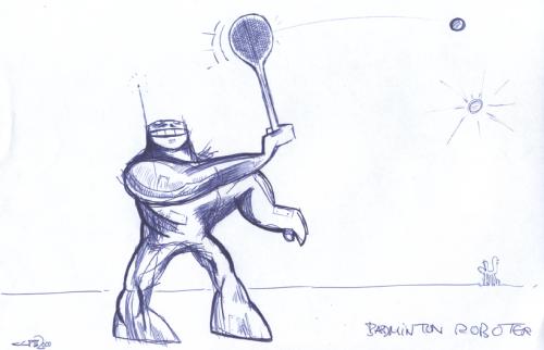 Cartoon: Badminton Roboter (medium) by commandercollapse tagged collapse