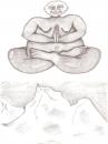 Cartoon: Buddha on the high mountain (small) by Backrounder tagged buddhism