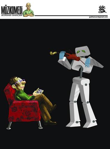 Cartoon: ... (medium) by gereksiztarama tagged robot,keman,violin