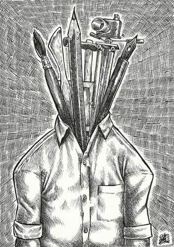Cartoon: my head (medium) by gereksiztarama tagged gokhancer