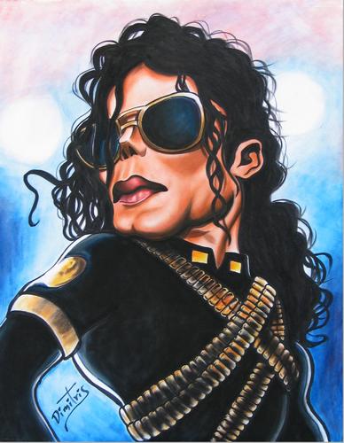 Cartoon: Michael Jackson caricature (medium) by DEMMAN tagged comics,celebrities,kos,cartoon,emm,dimitris,caricature,pastel,jackson,michael