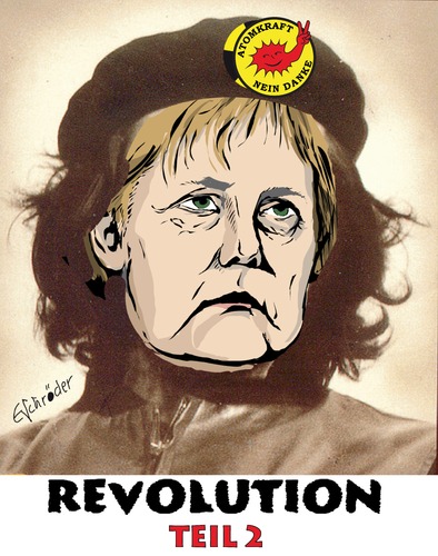 Cartoon: Che - Merkel 2 (medium) by ESchröder tagged merkel,atom,energie,wende