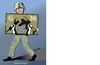 Cartoon: G 36 (small) by ESchröder tagged verteidigungsministerin,ursula,von,der,leyen,bundeswehr,gewehr,36,qualitätskontrolle,gewehrersatz,investitionsstau,ausrüstung,waffenhersteller,heckler,und,koch