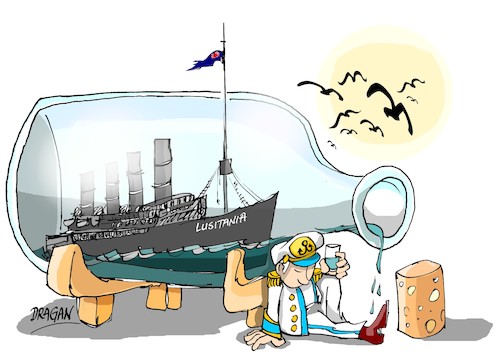 Cartoon: 7 de mayo 1915-Lusitania (medium) by Dragan tagged de,mayo,1915,lusitania