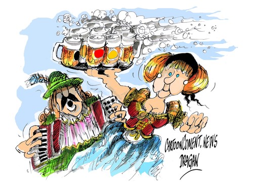 Cartoon: Angela Merkel- Oktoberfest (medium) by Dragan tagged angela,merkel,oktoberfest,alemania,berlin,munich,fiesta,cartoon
