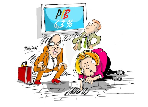Cartoon: Angela Merkel- Peter Altmaier-PI (medium) by Dragan tagged angela,merkel,peter,altmaier,alemania,pib