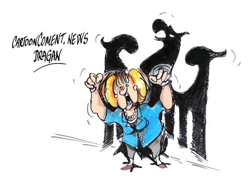 Cartoon: Angela Merkel-enfado (medium) by Dragan tagged angela,merkel,union,europea,alemania,crisis,economica,eurobonos,politics,cartoon