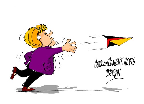Cartoon: Angela Merkel-Tornado (medium) by Dragan tagged francia,alemania,merkel,angela,tornado,siria,politics,cartoon