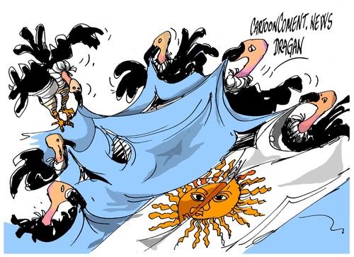 Cartoon: Argentina-fondos buitre (medium) by Dragan tagged argentina,fondos,buitre,especulacion,politics,cartoon