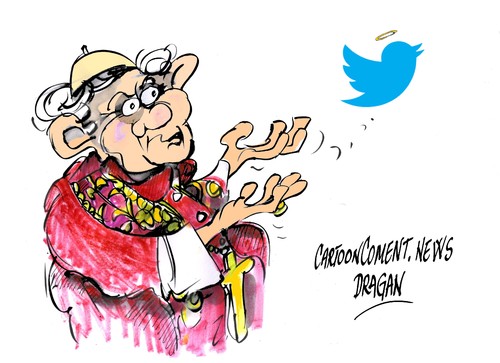 Cartoon: Benedicto XVI-Twitter (medium) by Dragan tagged benedicto,xvi,twitter,papa,vativano,pontifex,cartoon