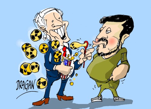 Cartoon: Biden-Zelenski-bomba sucia (medium) by Dragan tagged iden,zelenski,bombasucia