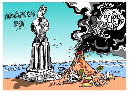 Cartoon: Chaparrastique (medium) by Dragan tagged chaparrastique,el,salvador,volcan,cartoon