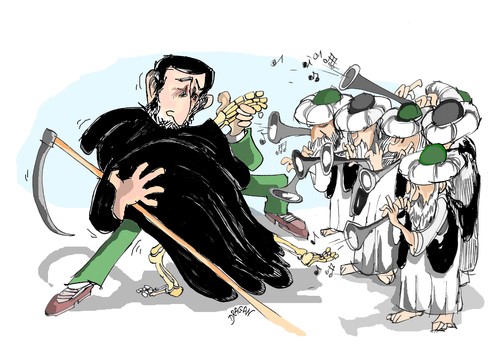 Cartoon: Conflicto nuclear (medium) by Dragan tagged teheran,iran,mahmud,ahmadineyad