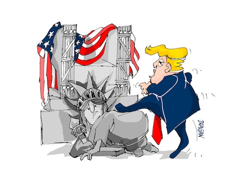 Cartoon: Donald Trump-judicializacion (medium) by Dragan tagged donald,trump,eeuu,elecciones,2020